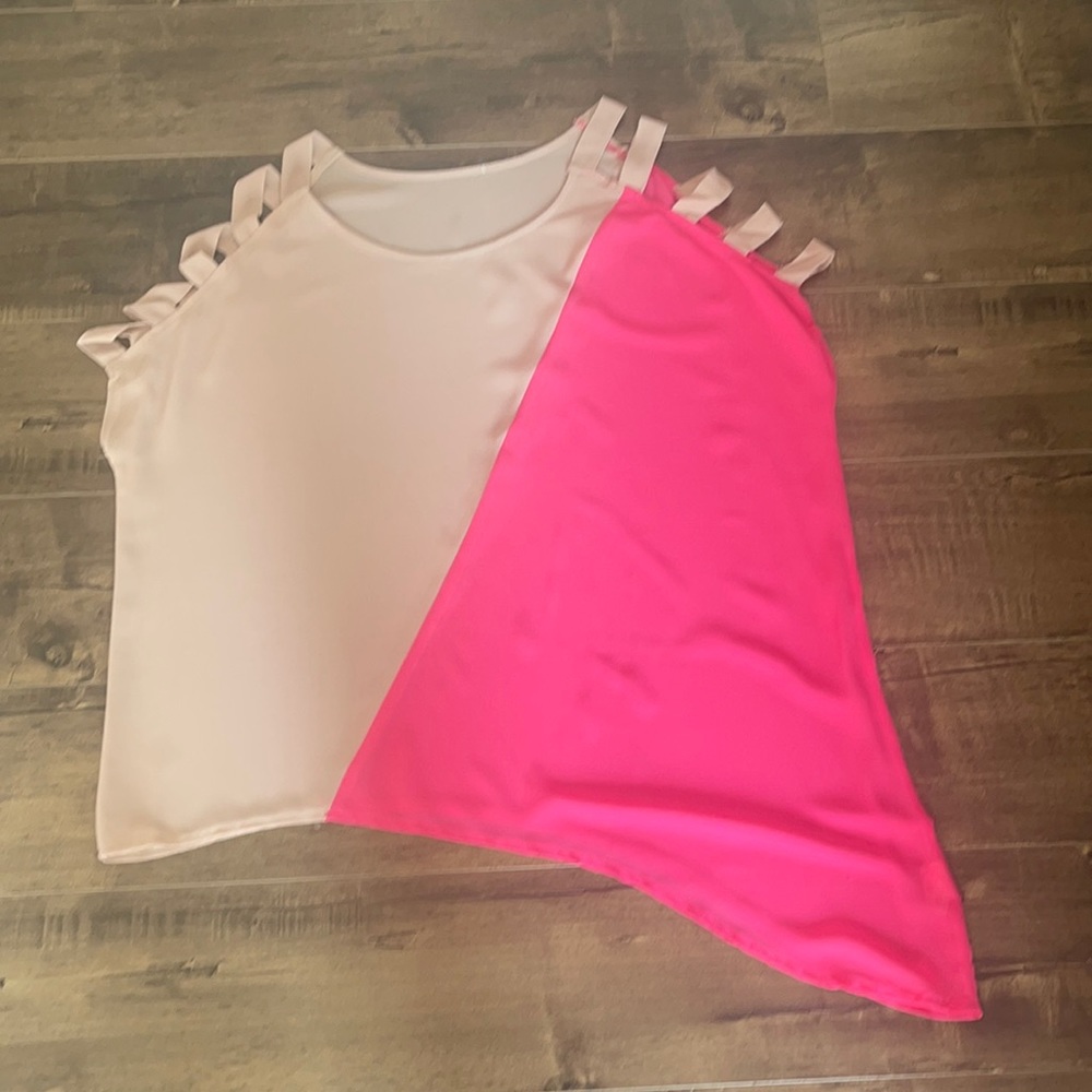 Pink and tan fun blouse /size -small